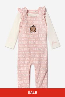 Guess Baby Girls Bodysuit And Dungarees Set in White