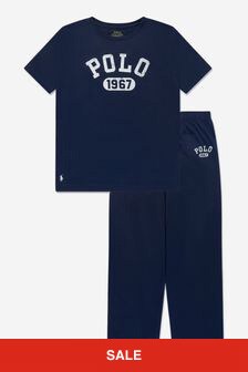 Ralph Lauren Kids Boys T-Shirt And Pants Lounge Set in Navy