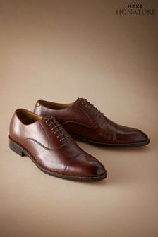Tan Brown Signature Leather Sole Oxford Toe Cap Shoes
