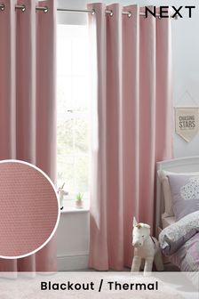 Pink Pink Cotton Blackout/Thermal Eyelet Curtains