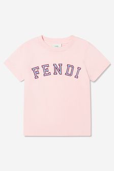 Fendi Kids Jersey Logo T-Shirt in Pink