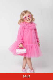 Monnalisa Girls Long Sleeve Tulle Dress in Pink
