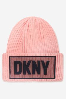 DKNY 소녀 니트 로고 모자에 당겨