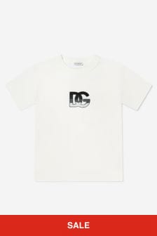 Dolce & Gabbana Kids Boys Embroidered Centre Logo T-Shirt in White