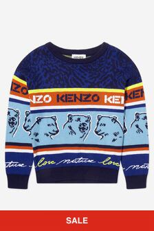 KENZO キッズ ボーイズ マルチ アイコニック ブルー セーター