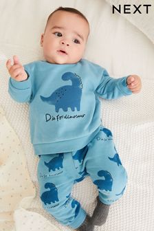 Blue Dinosaur Two Piece Baby Sweatshirt And Joggers