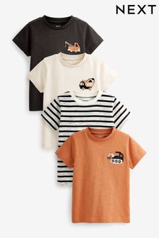 Monochrome Short Sleeve T-Shirt Set 4 Pack (3mths-7yrs)