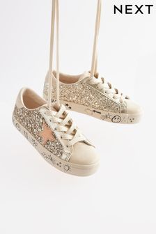 Gold Star Lace-Up Trainers