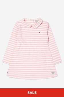 Tommy Hilfiger Baby Girls Striped Long Sleeve Dress in Pink