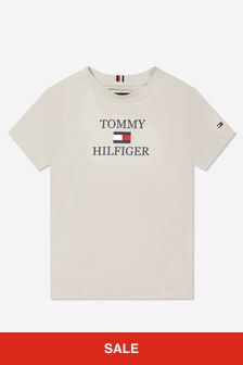 Tommy Hilfiger Kids Logo T-Shirt in Beige