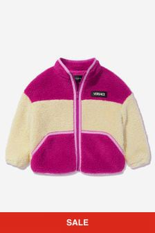 Versace Girls Colourblock Sherpa Jacket in Pink