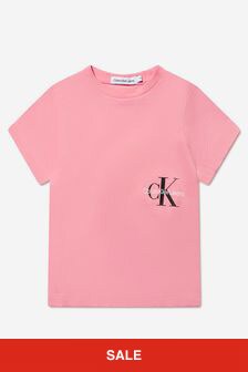 Calvin Klein 청바지 걸스 유기농 코튼 모노그램 슬림 티셔츠