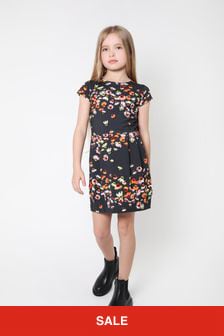 Molo 소녀 유기농 코튼 Echinacea 프린트 드레스 블랙