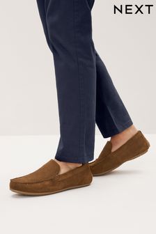 Tan Brown Suede Driver Shoes