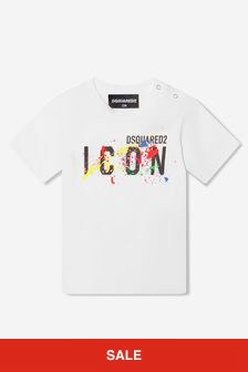 Dsquared2 Kids Baby Boys Paint Splatter Icon T-Shirt in White