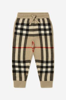 Burberry Kids Boys Wool And Cashmere Gerard Joggers in Cream