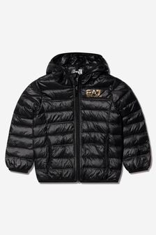 EA7 Emporio Armani Boys Light Down Padded Logo Jacket in Black