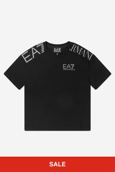 EA7 Emporio Armani Boys Shoulder Logo T-Shirt in Black