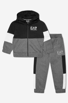 EA7 Emporio Armani Boys Train Colourblock Tracksuit in Grey