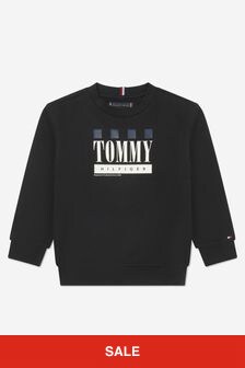 Tommy Hilfiger Kids Checker Board Logo Sweatshirt in Black