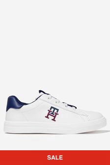 Tommy Hilfiger Boys Low Cut Lace Up Trainers in White