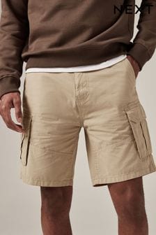 Stone Natural Cotton Cargo Shorts