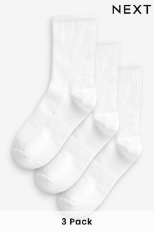 White Arch Support Ankle Socks 3 Pack