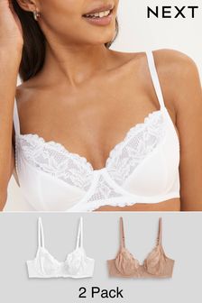 Nude/White Non Pad Full Cup Bras 2 Pack