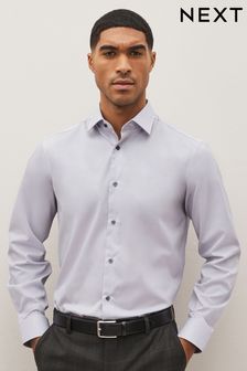 Lilac Purple Easy Care Textured Shirt
