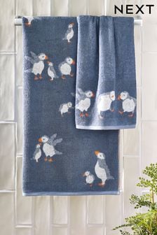 Blue Blue Puffin 100% Cotton Towels