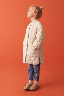 Neutral Longline Quilted Padded Coat (3-16yrs)