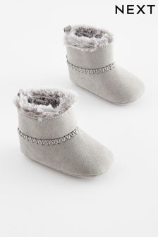 Grey Cosy Pull On Baby Boots (0-24mths)