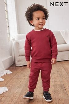 Berry Red Jersey Sweatshirt And Joggers Set (3mths-7yrs)