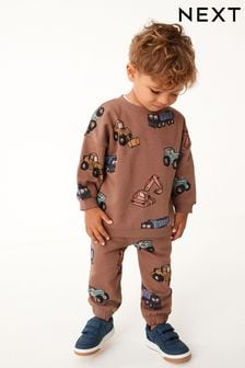 Brown Digger All-Over Printed Oversized Sweatshirt and Joggers Set (3mths-7yrs)