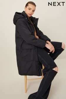 Black Longline Padded Coat