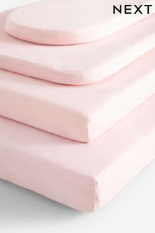 Pink 2 Pack Baby 100% Cotton Jersey Fitted Sheets