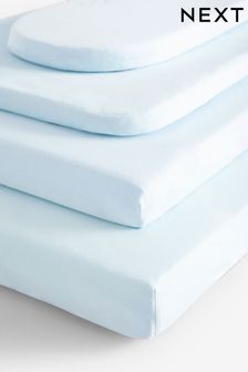 Blue 2 Pack Baby 100% Cotton Jersey Fitted Sheets