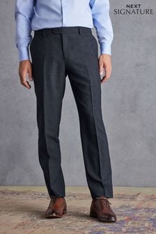 Blue Regular Fit Check Signature Suit: Trousers