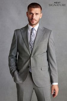 Grey Tailored Fit Signature Wool Textured Suit Jacket