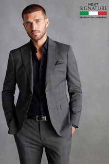 Grey Signature Zignone Italian Fabric Check Suit: Jacket