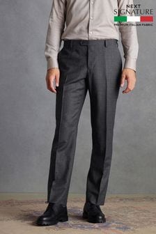 Charcoal Grey Regular Fit Signature TG Di Fabio Italian Fabric Check Suit Trousers