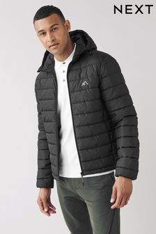 Black Shower Resistant Lightweight Puffer Jacket
