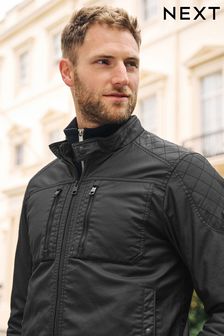 Black Coated Racer Jacket