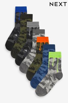 Camo/Splat Cotton Rich Socks 7 Pack