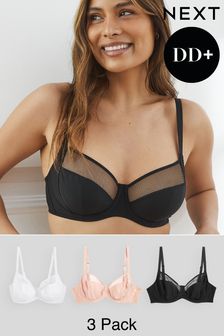 White/Black/Nude DD+ Non Pad Full Cup Bras 3 Packs