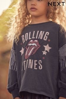 Charcoal Grey Rolling Stones Long Sleeve T-Shirt (3-16yrs)