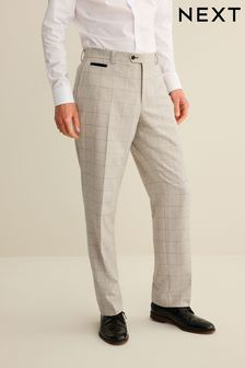 Light Grey Trimmed Check Suit: Trousers