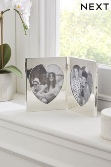 Silver Silver Heart Two 6x4 Aperture Picture Frame