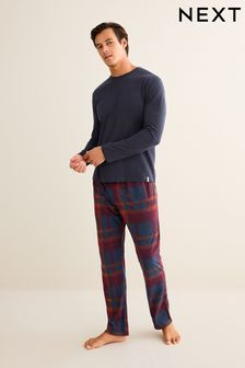 Navy Blue/Red Check Motionflex Cosy Pyjamas Set