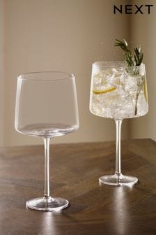Clear Set of 2 Clear Angular Gin Glasses